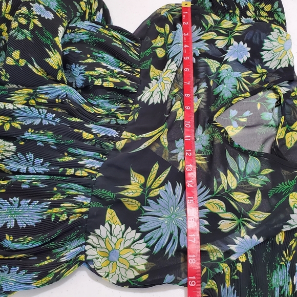 Zara Floral Print Mini Dress Pleated Dark Floral - Picture 12 of 14